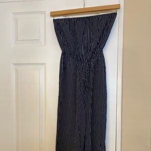 Abercrombie & Fitch navy blue and white stripe jumpsuit. Size X-small.